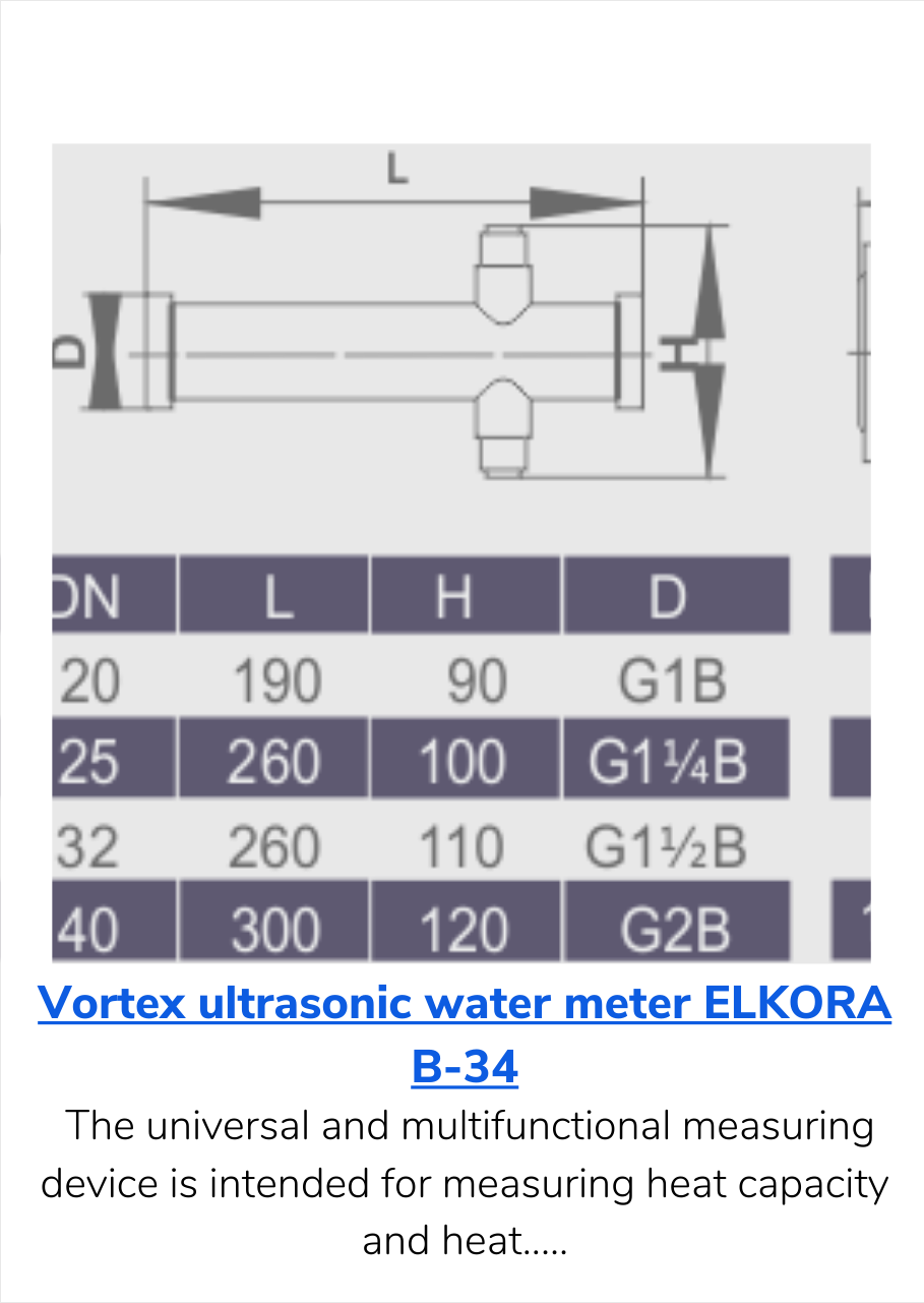Vortex ultrasonic water meter ELKORA B-34