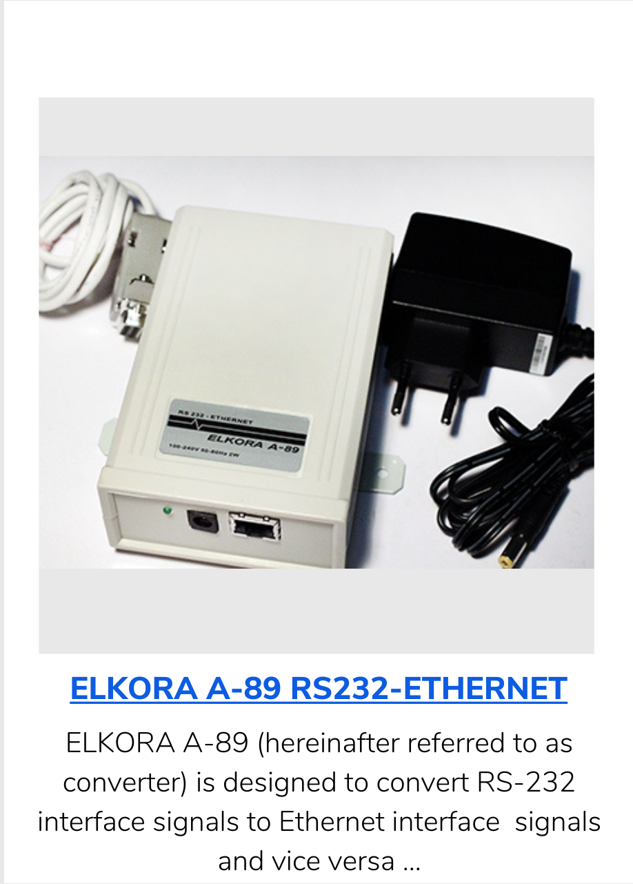 ELKORA A-89 RS232-ETHERNET