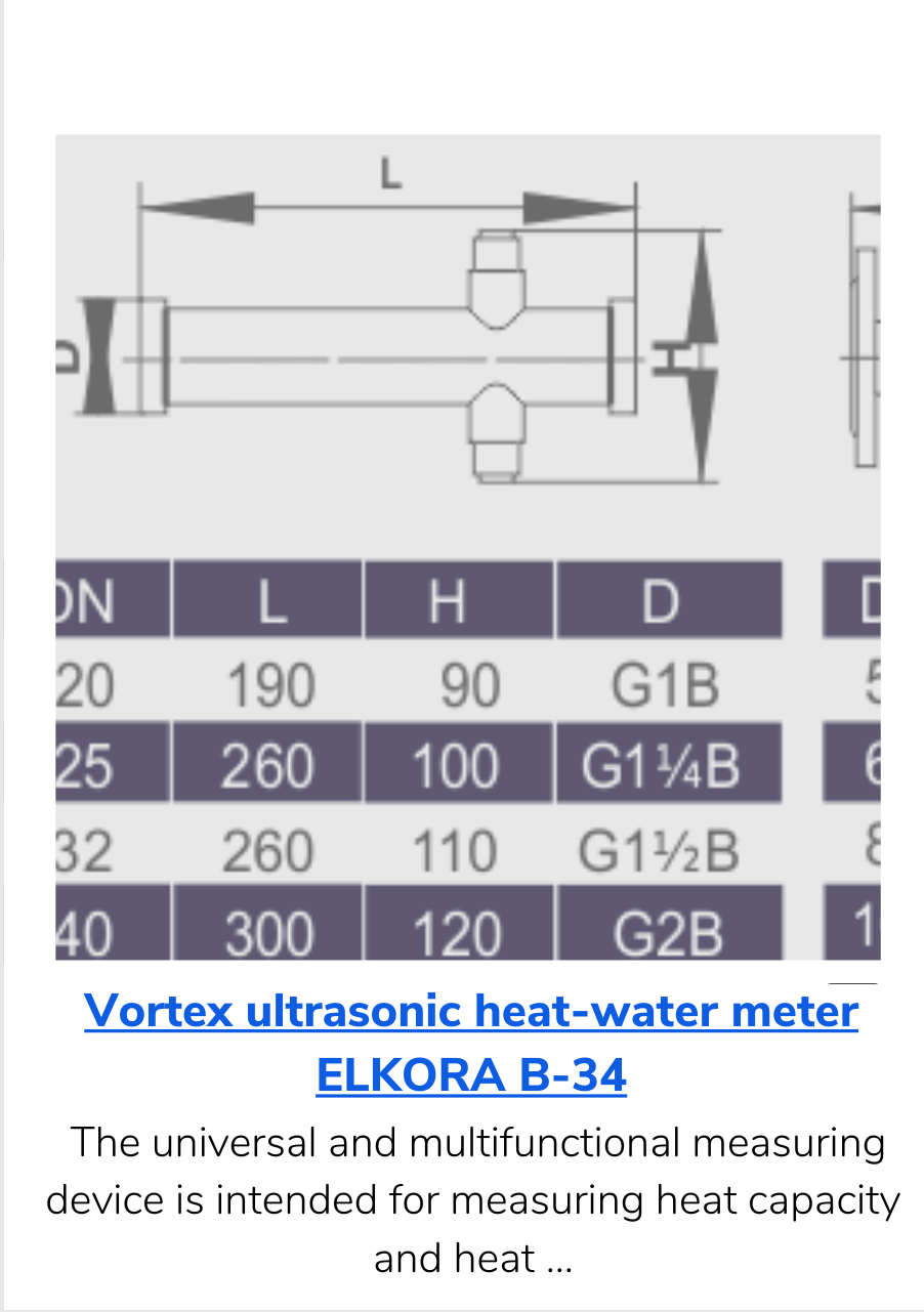 Vortex ultrasonic heat-water meter ELKORA B-34
